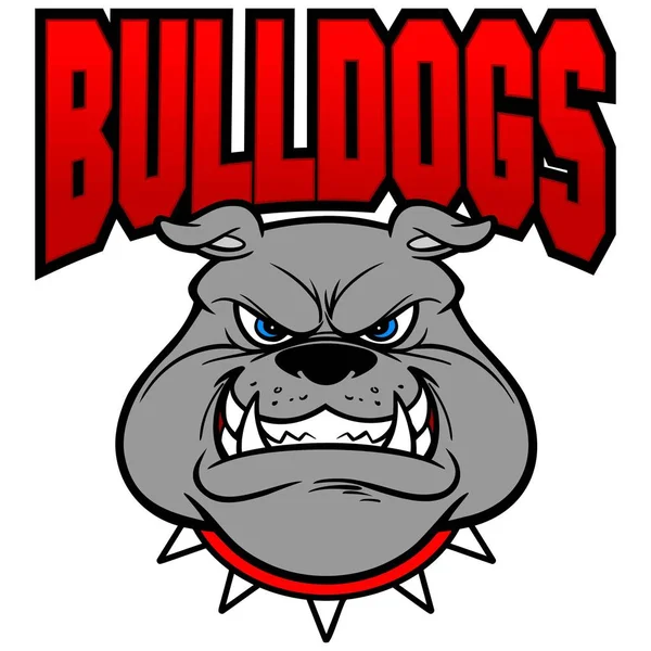 Bulldog Team Growl Bulldog Maskot Bir Karikatür Illüstrasyon — Stok Vektör