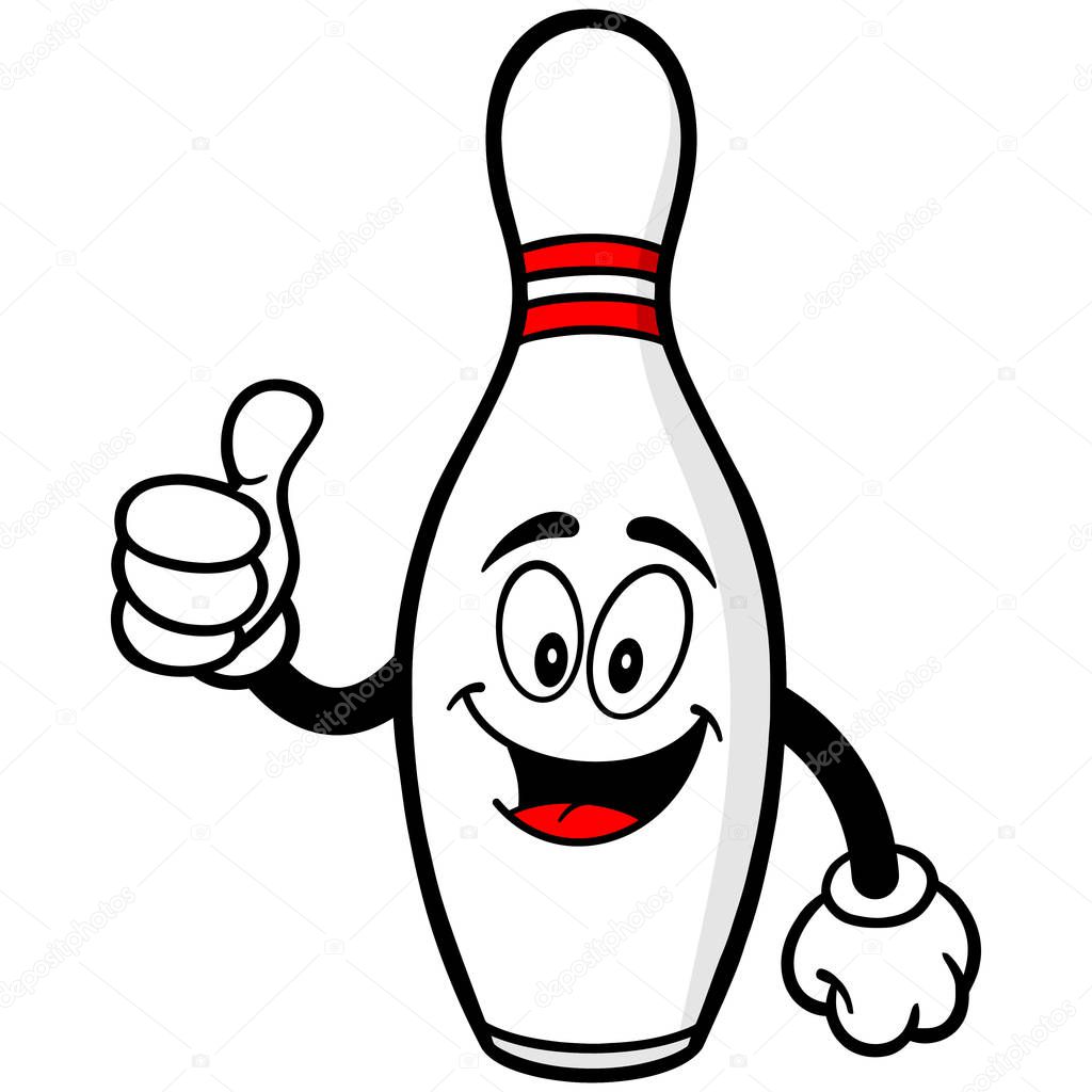 Bowling Pin with Thumbs Up - A cartoon illustration of a Bowling Mascot.