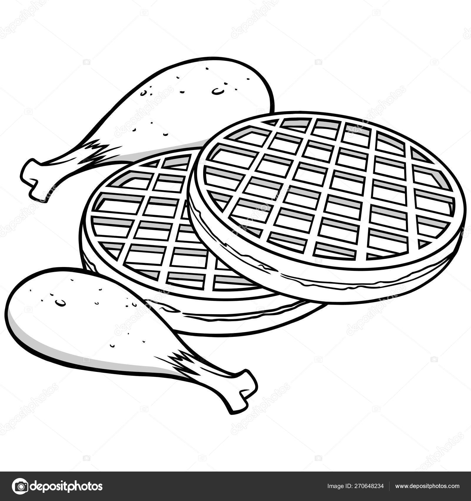 Chicken Waffles Illustration Cartoon Illustration Chicken Waffles Meal Stock Vector Image By C Larryrains