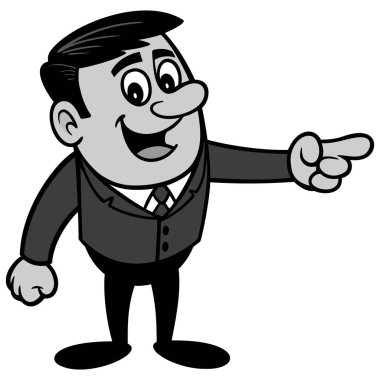İşadamı İşaret İllüstrasyon - Bir İşadamı Maskot bir karikatür illüstrasyon.