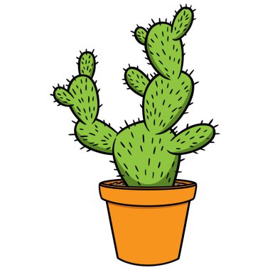 Bir Tencerede Kaktüs - Bir Tencerede Kaktüs bir karikatür illüstrasyon. 