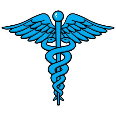 Caduceus - Bir Caduceus Icon bir karikatür illüstrasyon.