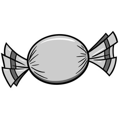 Şeker - sarılmış Şeker bir parça bir karikatür illüstrasyon.