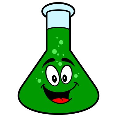 Kimya Flask Maskot - Kimya Flask Maskot bir karikatür illüstrasyon.