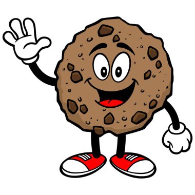 Çikolatalı Kurabiye Sallayarak - Çikolatalı Kurabiye Maskot bir karikatür illüstrasyon.