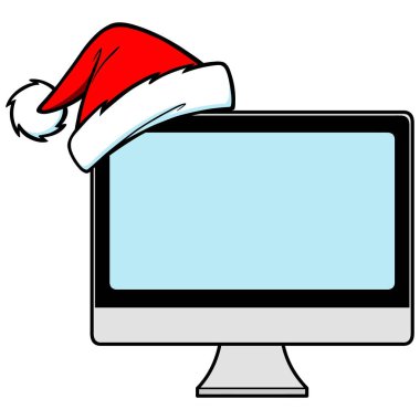 Noel Bilgisayar - Bir Noel Bilgisayar bir karikatür illüstrasyon.
