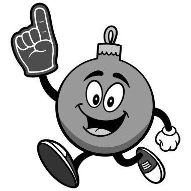 Bir Köpük El İllüstrasyon ile Çalışan Noel Süs - Bir Noel Süs Maskotu bir karikatür illüstrasyon.