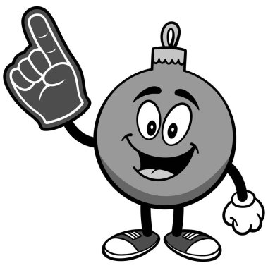 Bir Köpük El İllüstrasyon ile Noel Süs - Bir Noel Süs Maskot bir karikatür illüstrasyon.