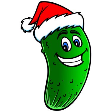Noel Turşusu Karikatür - Bir Noel Turşu suturşu maskot bir karikatür illüstrasyon.