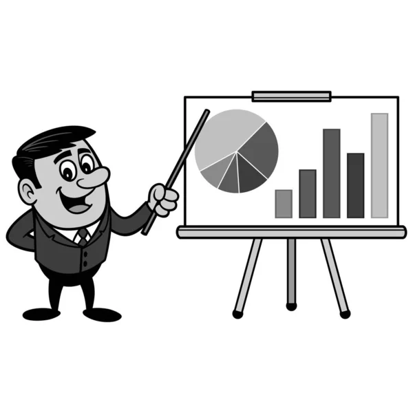 Businessman Sales Pitch Illustration Cartoon Illustration Businessman — стоковый вектор