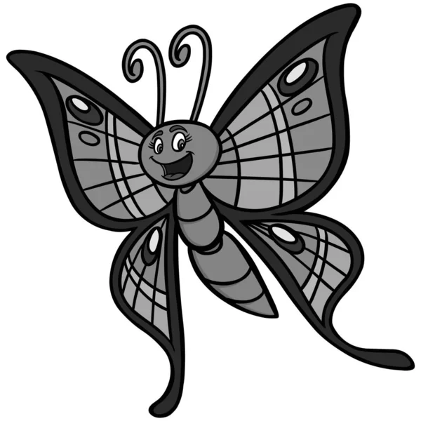 Πεταλούδα Κινούμενα Σχέδια Εικονογράφηση Ένα Καρτούν Εικόνα Μιας Πεταλούδας — Διανυσματικό Αρχείο