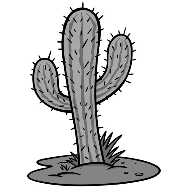 Cactus Tree Cartone Animato Illustrazione Albero Cactus — Vettoriale Stock
