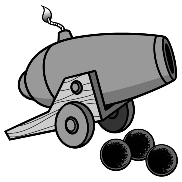 Ilustracja Cannon Ilustracja Kreskówek Armaty — Wektor stockowy