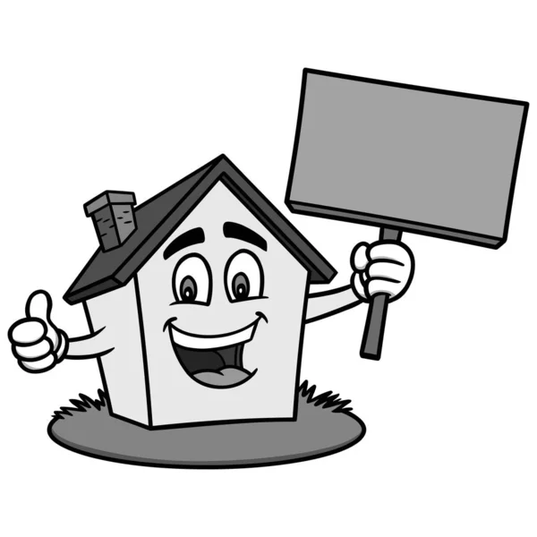 Cartoon House Egy Sign Illusztráció Rajzfilm Illusztrációja Ház — Stock Vector