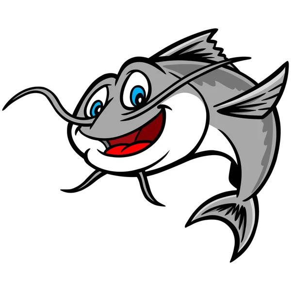 Catfish Een Cartoon Illustratie Van Een Catfish Mascotte — Stockvector