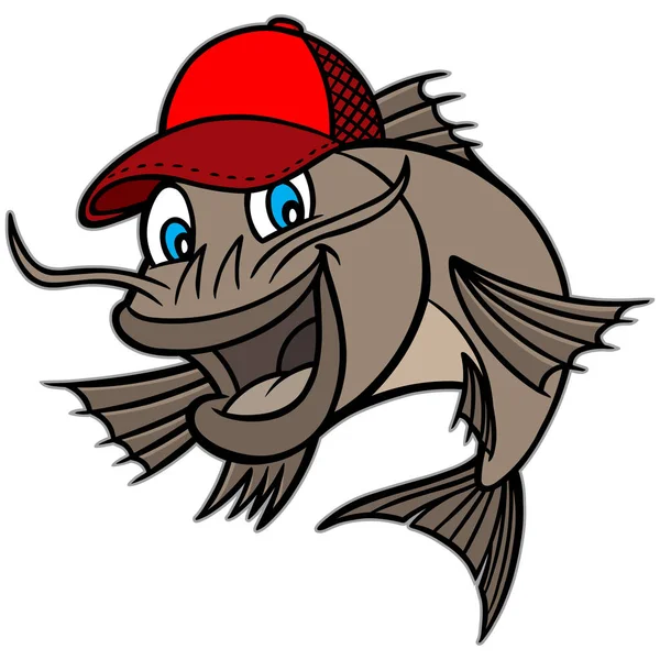 Catfish Mascotte Een Cartoon Illustratie Van Een Catfish Mascotte — Stockvector