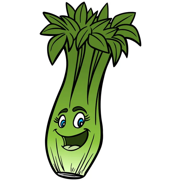 Celery Cartoon Une Illustration Dessin Animé Une Mascotte Céleri — Image vectorielle