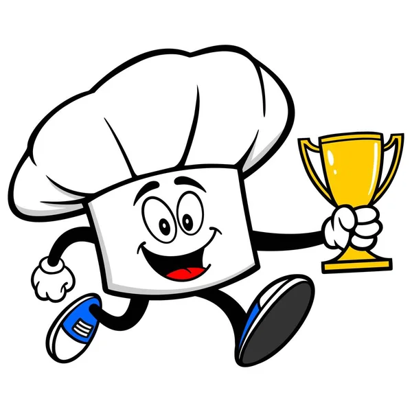 Chef Hat Futás Trophy Rajzfilm Illusztrációja Chef Hat Mascot — Stock Vector