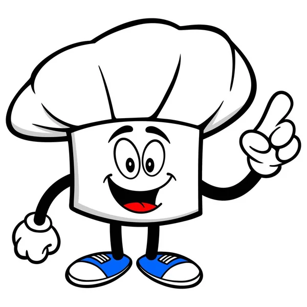 Chef Hat Pointing Chef Hat Maskot Bir Karikatür Illüstrasyon — Stok Vektör
