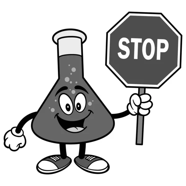 Chemistry Flask Stop Sign Illustration Uma Ilustração Desenhos Animados Uma — Vetor de Stock