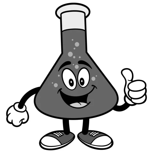 Química Flask Thumbs Ilustração Uma Ilustração Desenhos Animados Uma Mascote — Vetor de Stock