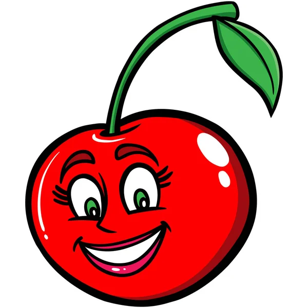 Cherry Mascot Kreslená Ilustrace Třešňového Masota — Stockový vektor
