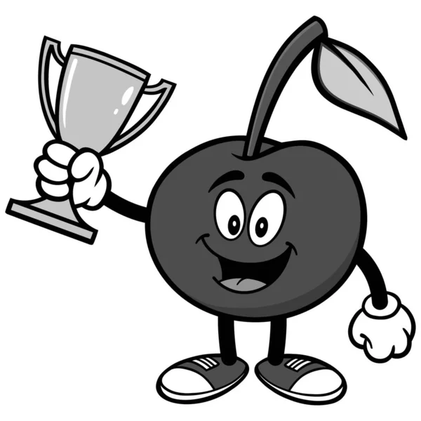 Cherry Met Een Trofee Illustratie Een Cartoon Illustratie Van Een — Stockvector