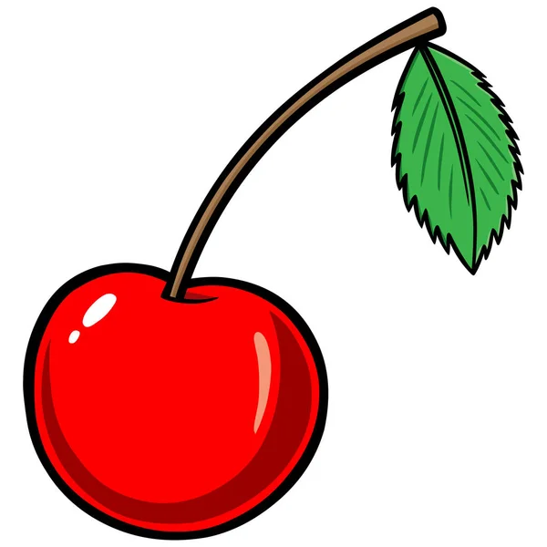 Cherry Uma Ilustração Desenho Animado Uma Cereja — Vetor de Stock