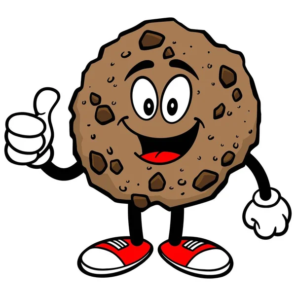 Chocolate Chip Cookie Thumbs Карикатура Талисман Шоколадной Крошки — стоковый вектор