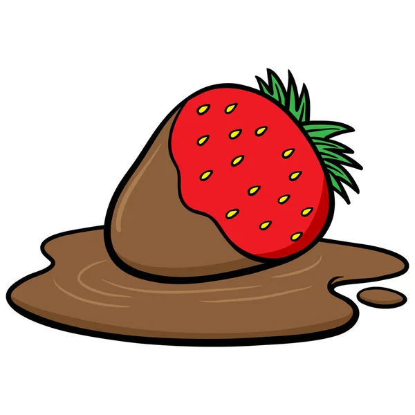 チョコレート浸したイチゴ チョコレート浸したイチゴの漫画のイラスト — ストックベクタ