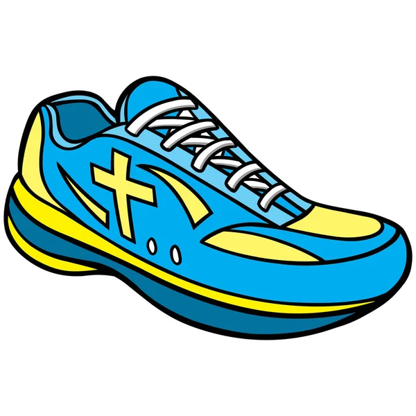 Christian Track Shoe Bir Hıristiyan Parça Ayakkabı Bir Karikatür Illüstrasyon — Stok Vektör