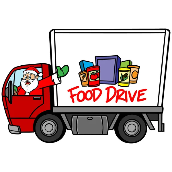 Christmas Food Drive Bir Noel Food Drive Kavramının Bir Karikatür — Stok Vektör