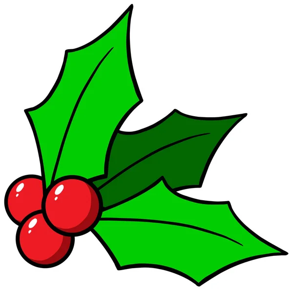 Christmas Holly Uma Ilustração Dos Desenhos Animados Algum Natal Holly — Vetor de Stock
