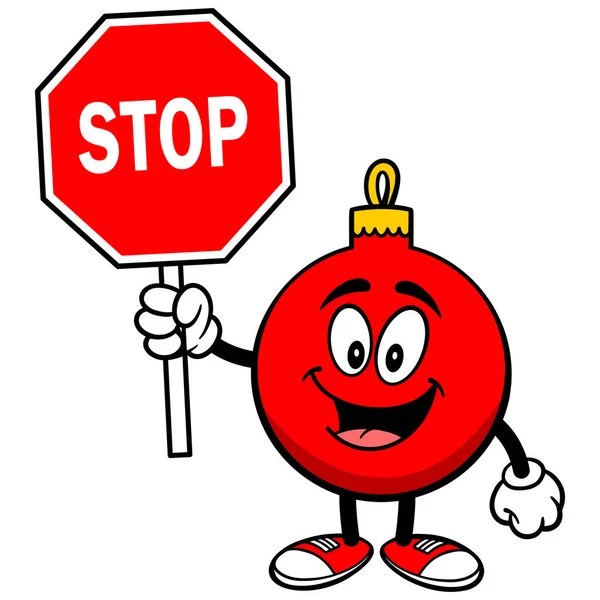Świąteczna Ozdoba Znakiem Stop Ilustracją Kreskówki Świąteczna Maskotka — Wektor stockowy