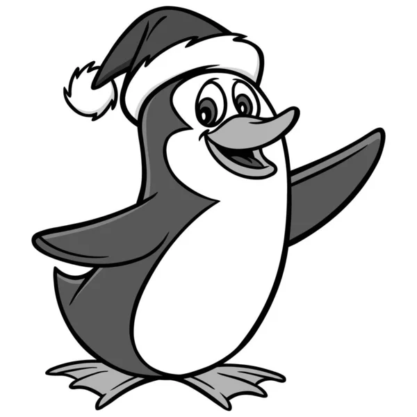 Рождественский Пингвин Карикатурная Иллюстрация Рождественского Пингвина — стоковый вектор