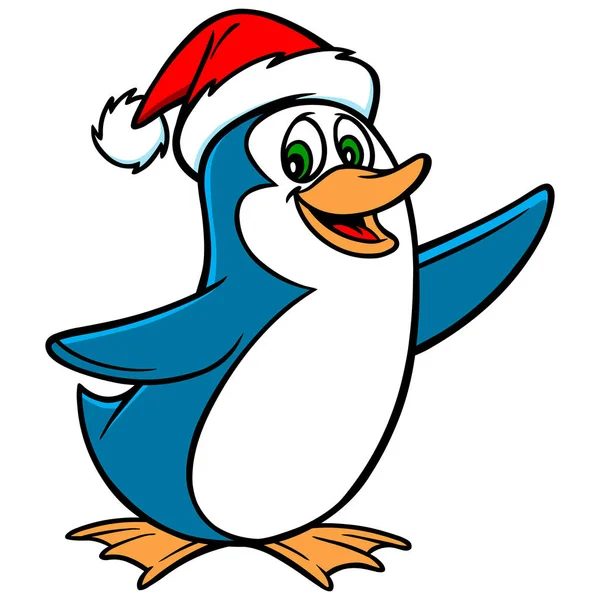 Pinguino Natale Cartone Animato Illustrazione Pinguino Natale — Vettoriale Stock