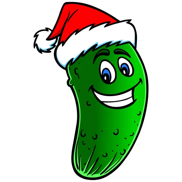 Natale Pickle Cartoon Cartone Animato Illustrazione Una Mascotte Natale Pickle — Vettoriale Stock