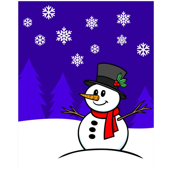 Christmas Snowman Une Illustration Dessin Animé Bonhomme Neige Noël — Image vectorielle