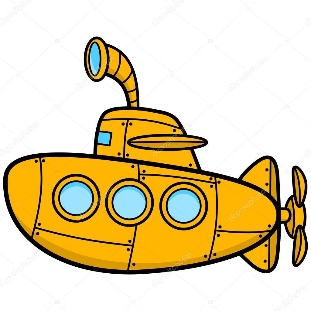 Cartoon Sub - A cartoon illustration of a Submarine.