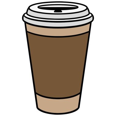 Kahve Simgesi - Kahve bir fincan bir karikatür illüstrasyon.