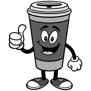 Thumbs Up İllüstrasyon ile Kahve - Kahve Maskot bir fincan bir karikatür illüstrasyon.
