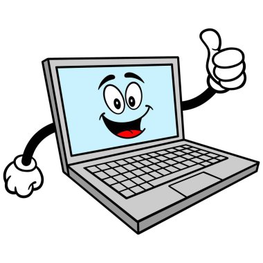 Thumbs Up ile Bilgisayar Maskotu - Bir Bilgisayar Maskotu bir karikatür illüstrasyon.
