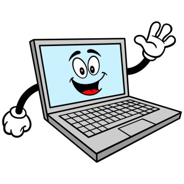 Bilgisayar Maskot Sallayarak - Bir Bilgisayar Maskotu bir karikatür illüstrasyon.