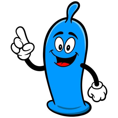 Prezervatif İşaret - Prezervatif Maskot bir karikatür illüstrasyon.