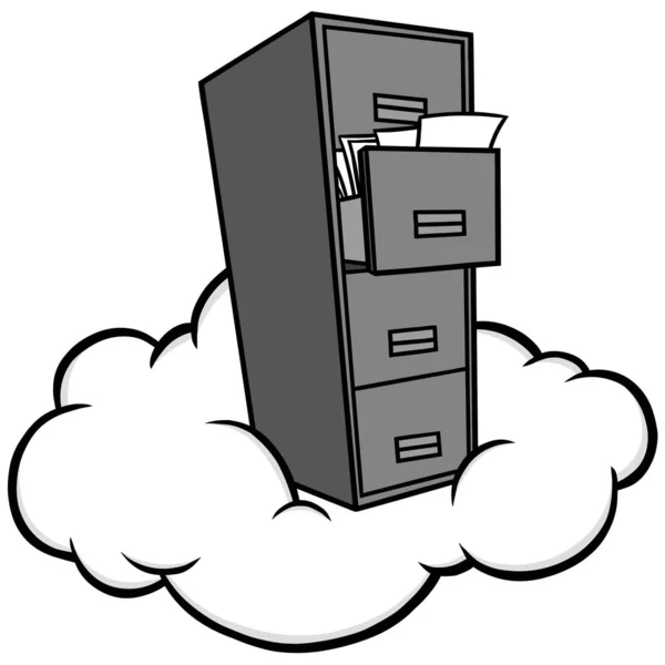 Cloud Storage Illustration - A cartoon illustration of a Cloud Storage concept.