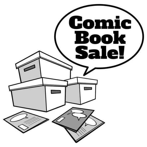 Comic Book Sale Uma Ilustração Dos Desenhos Animados Uma Coleção —  Vetores de Stock