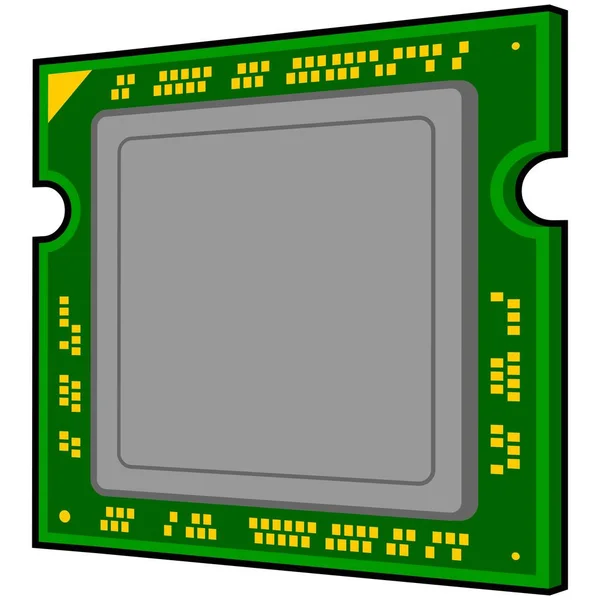Computerprozessor Symbol Eine Zeichentrickillustration Eines Computerprozessors — Stockvektor