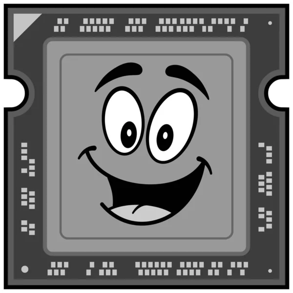 コンピュータプロセッサマスコットイラスト コンピュータプロセッサマスコットの漫画のイラスト — ストックベクタ