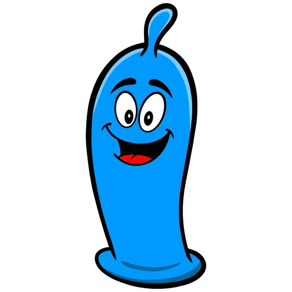 Condoom Mascotte Een Cartoon Illustratie Van Een Condoom Mascotte — Stockvector