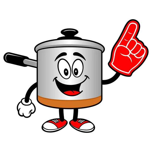 Köpük Ile Pişirme Pot Bir Pişirme Pot Maskot Bir Karikatür — Stok Vektör